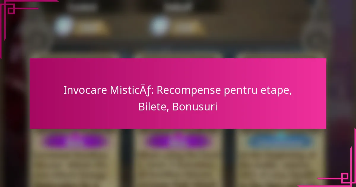 Invocare Mistică: Recompense pentru etape, Bilete, Bonusuri