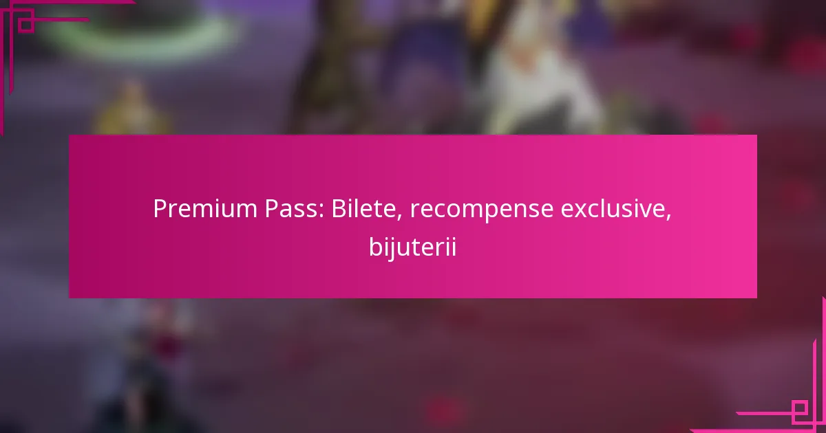 Premium Pass: Bilete, recompense exclusive, bijuterii